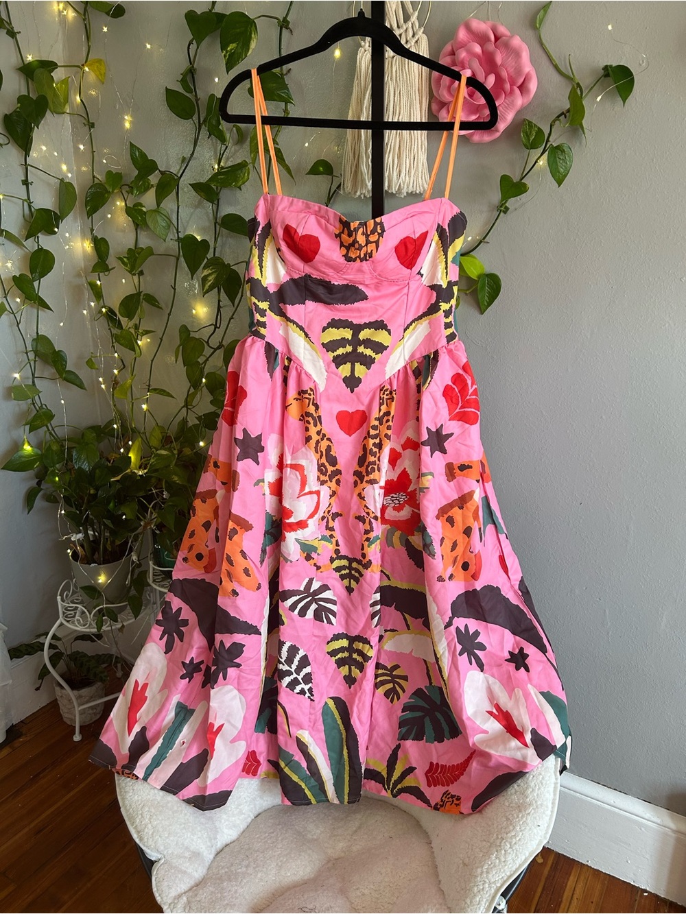 Pink Rainforest Escape Midi Dress ( Large) - Picture 2 of 7